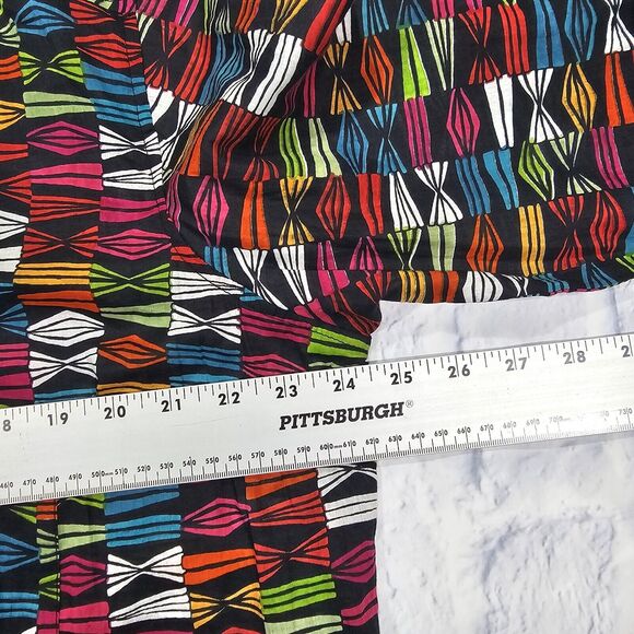 KikiSol WOMENS SIZE L Multicolor Art Boho Tunic Boyfriend Shirt Button Sheer - Picture 5 of 10